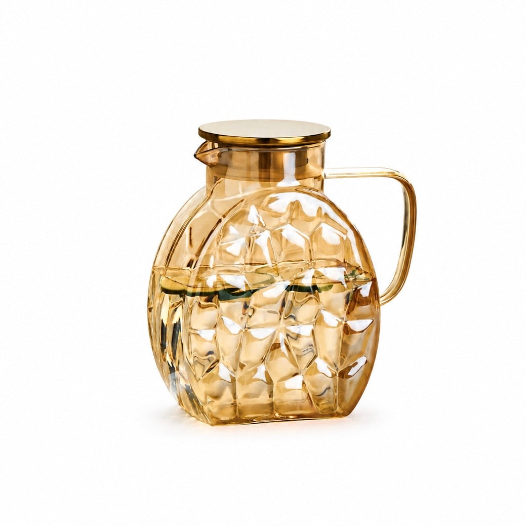 Carafe d'eau en verre 2,5L avec anse et couvercle — Pichet réfrigérateur