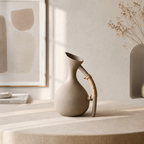 Carafe d'eau en Céramique Mate – Anse en Corde de Jute
