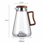 Carafe d’Eau en Verre Borosilicate 2L – Anse Bois et Filtre Inox