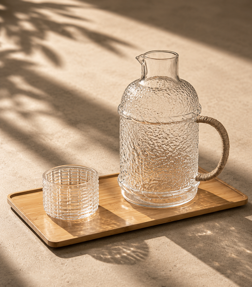Carafe d’Eau en Verre Martelé – Style Japonais