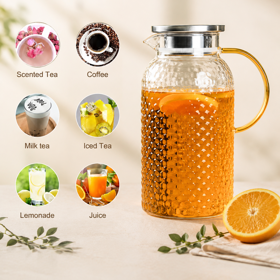 Carafe en verre borosilicate avec couvercle bambou — Chaud & Froid