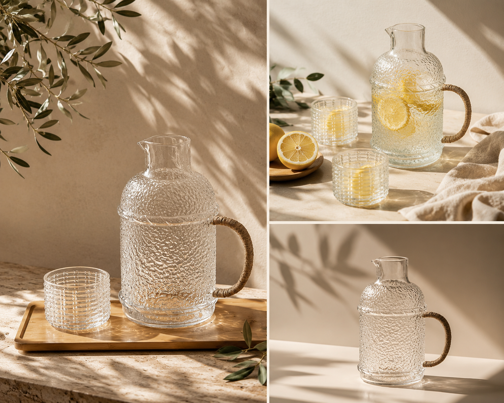 Carafe d’Eau en Verre Martelé – Style Japonais
