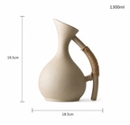 Carafe d'eau en Céramique Mate – Anse en Corde de Jute