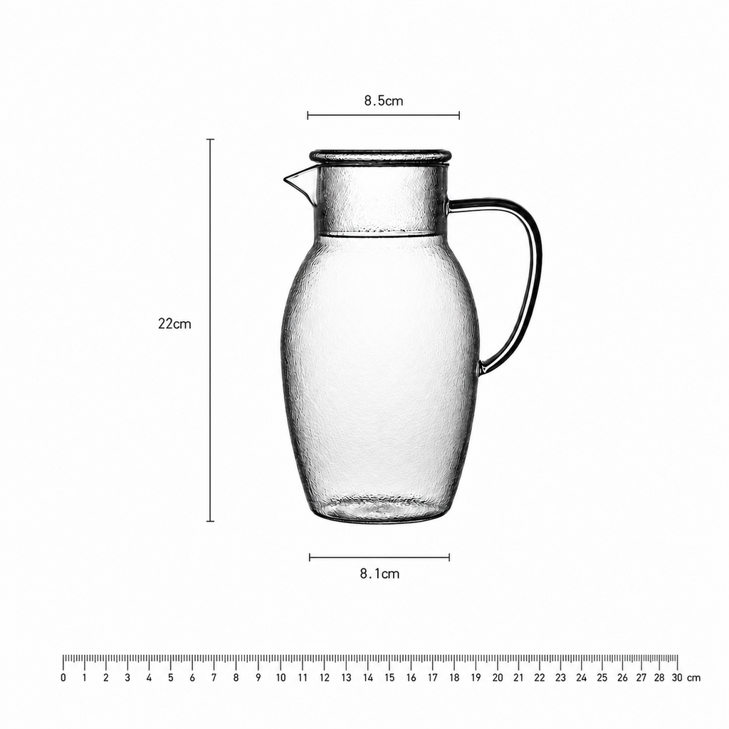 Carafe d’Eau en Verre Martelé 1,5L – Style Japonais