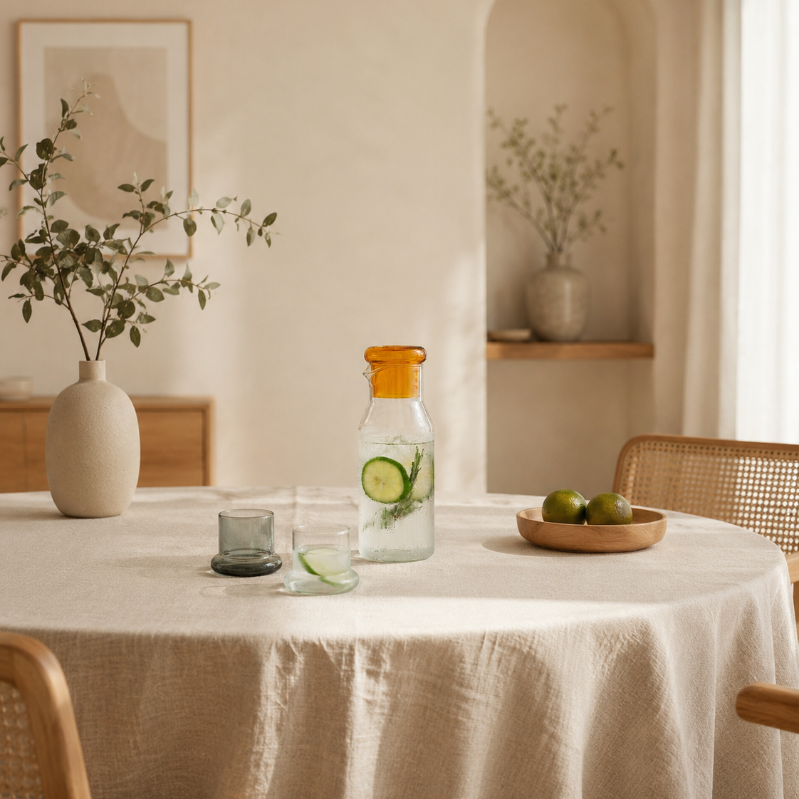 Carafe d'eau de chevet avec verre-couvercle — Set carafe et verre