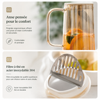 Carafe d’Eau en Verre Borosilicate – 2 Tailles, 3 Coloris