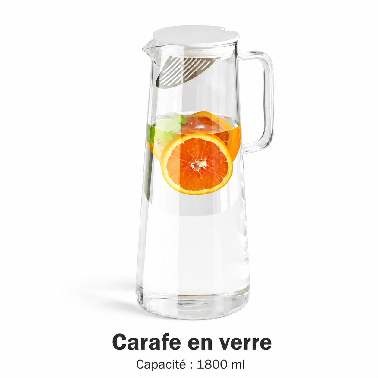 Carafe d’Eau en Verre Borosilicate – 2 Tailles, 3 Coloris