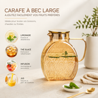Carafe d'eau en verre 2,5L avec anse et couvercle — Pichet réfrigérateur