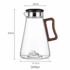 Carafe d’Eau en Verre Borosilicate 2L – Anse Bois et Filtre Inox