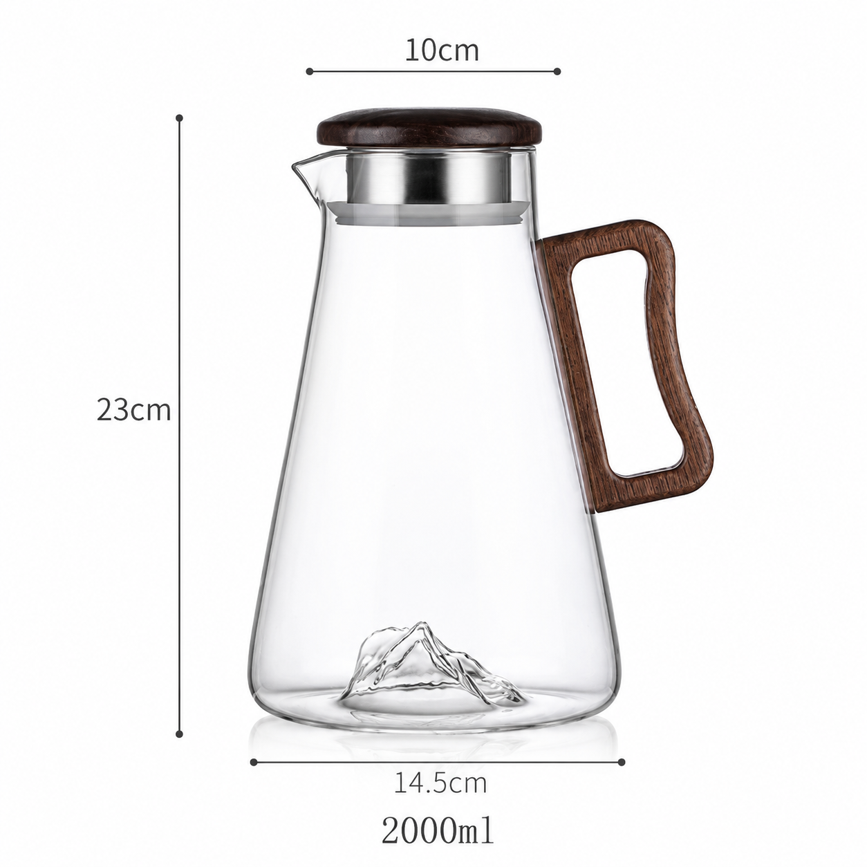 Carafe d’Eau en Verre Borosilicate 2L – Anse Bois et Filtre Inox